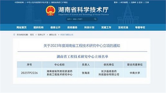 晶易醫(yī)藥“湖南省貼劑類(lèi)經(jīng)皮遞藥系統(tǒng)工程技術(shù)研究中心”成功立項(xiàng)！